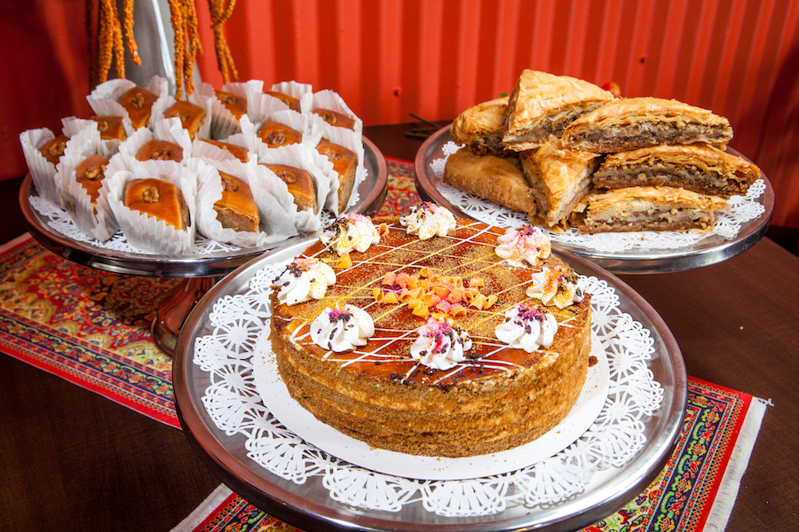 Assorted desserts on a table