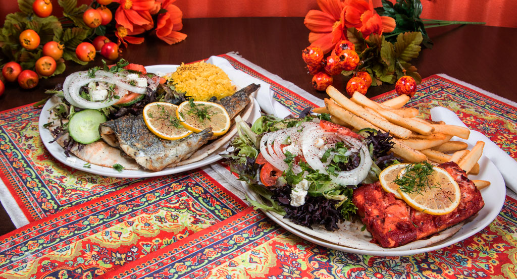 A spread featuring fish dishes